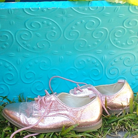 Metallic pink leather oxfords - Picture 3 of 7